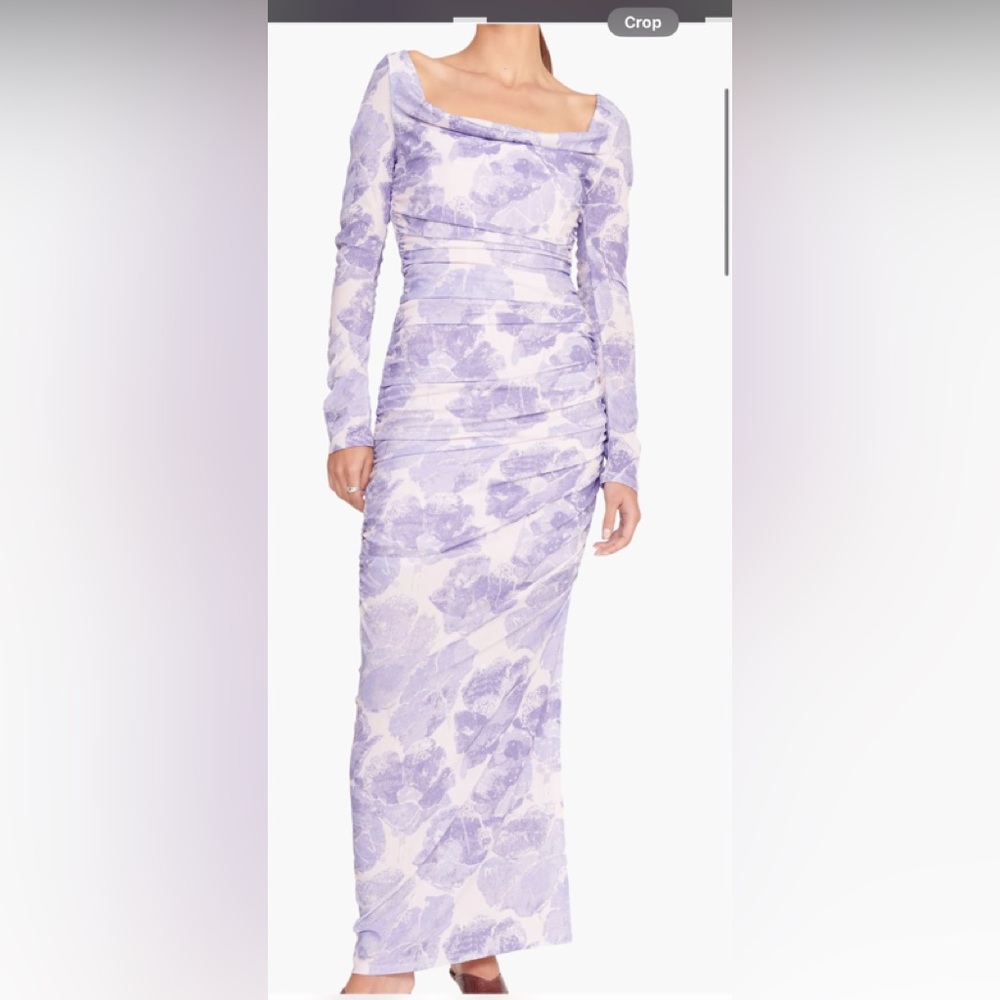 Studio One Purple and White Long Sleeve Bodycon Dress